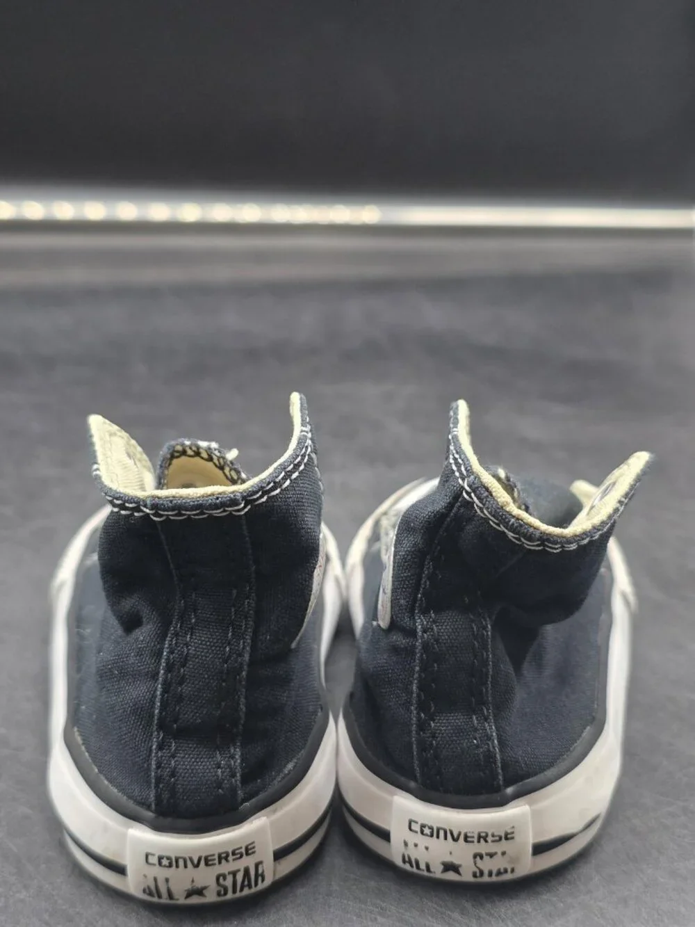 Converse All Star Shoes Infant Size 4 Black Hi Top Sneakers Missing Laces